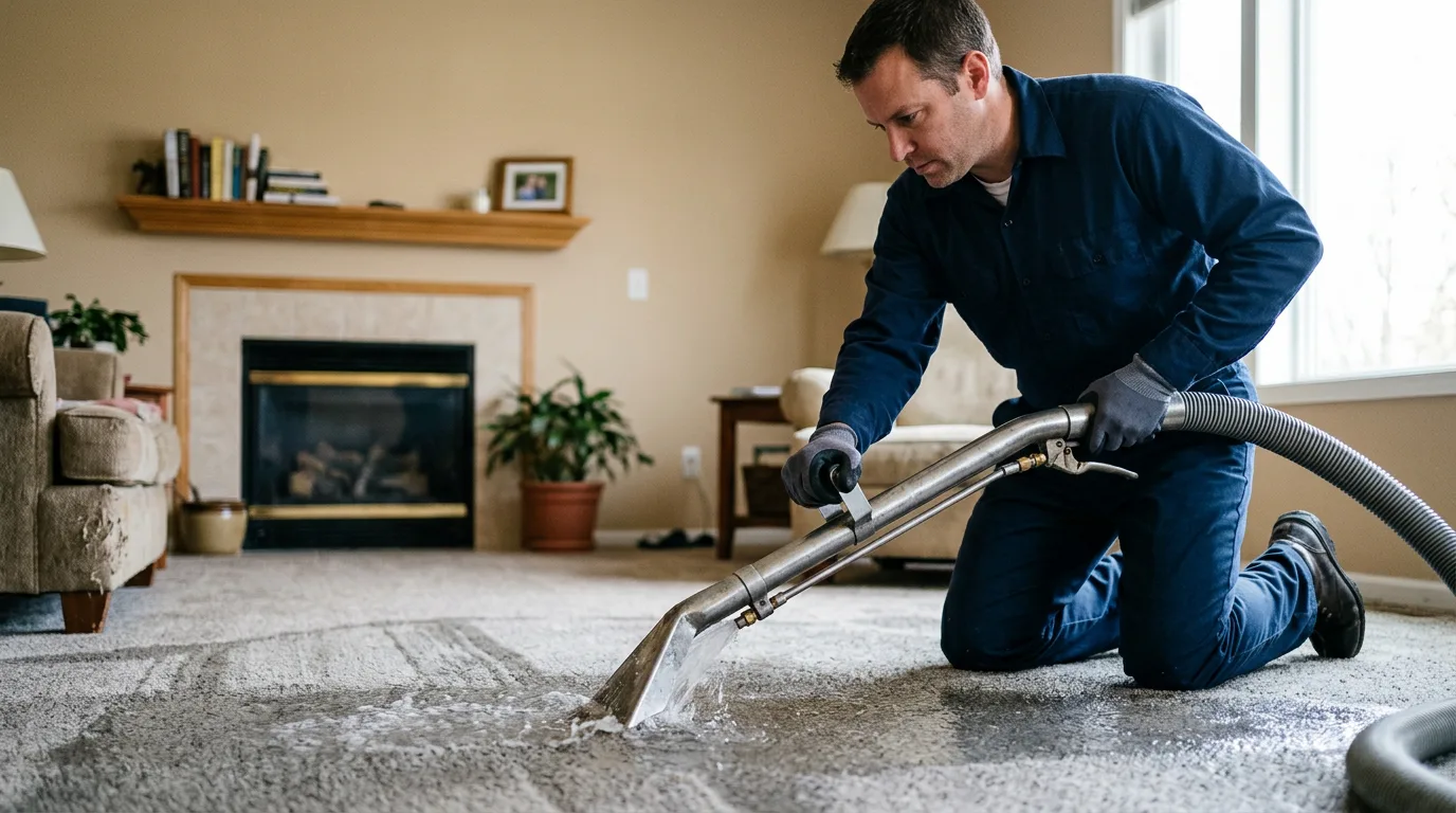 Water damage restoration technician working near Allendale, IL